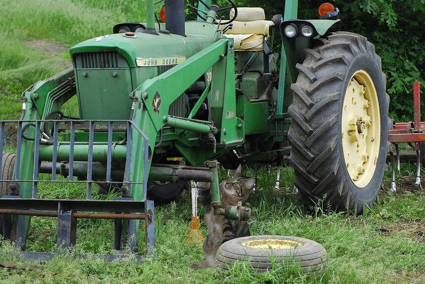 Tractor and loader at work on a rural property